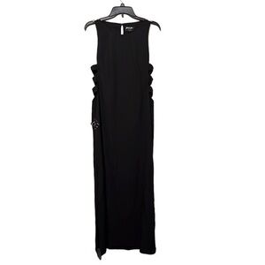 Nasty Gal Long Black Maxi Dress with side slits and keyhole back, size small